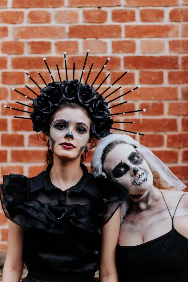 Stunning Day of Death inspired friends skull makeup art
