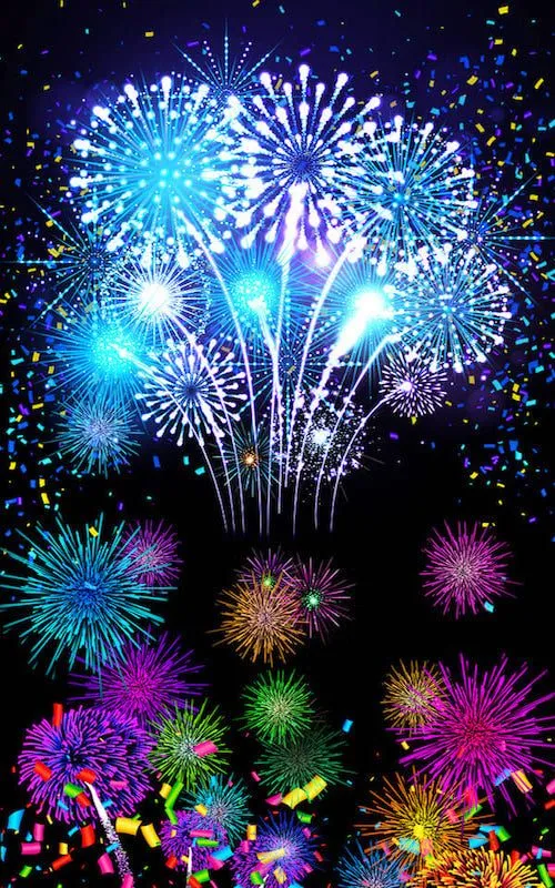Stunning Fireworks Bursting over Cityscape at Night