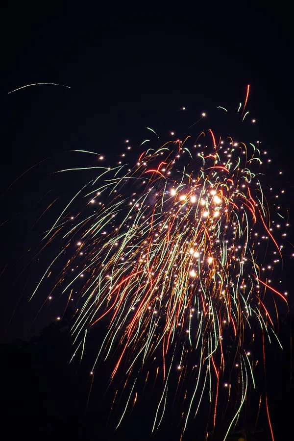 Stunning Fireworks Bursting with Golden and Red Hues