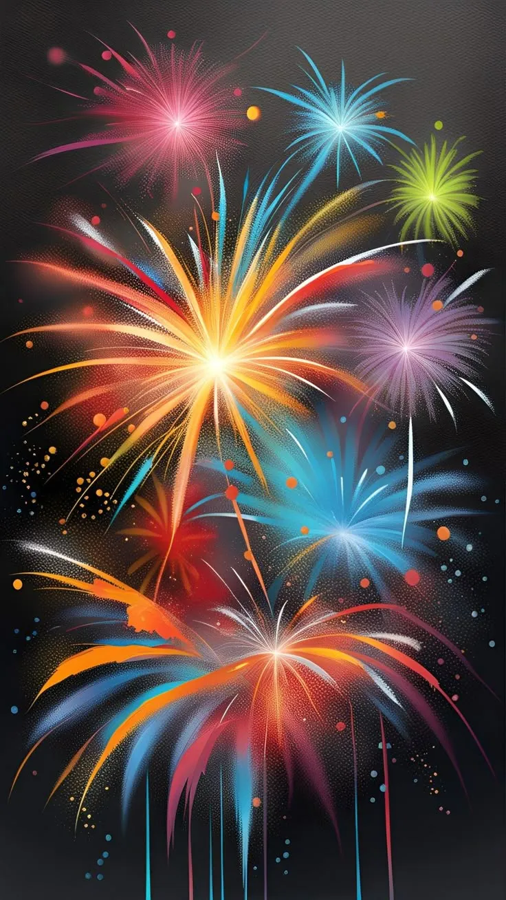 Stunning fireworks display in multicolored patterns over the sky