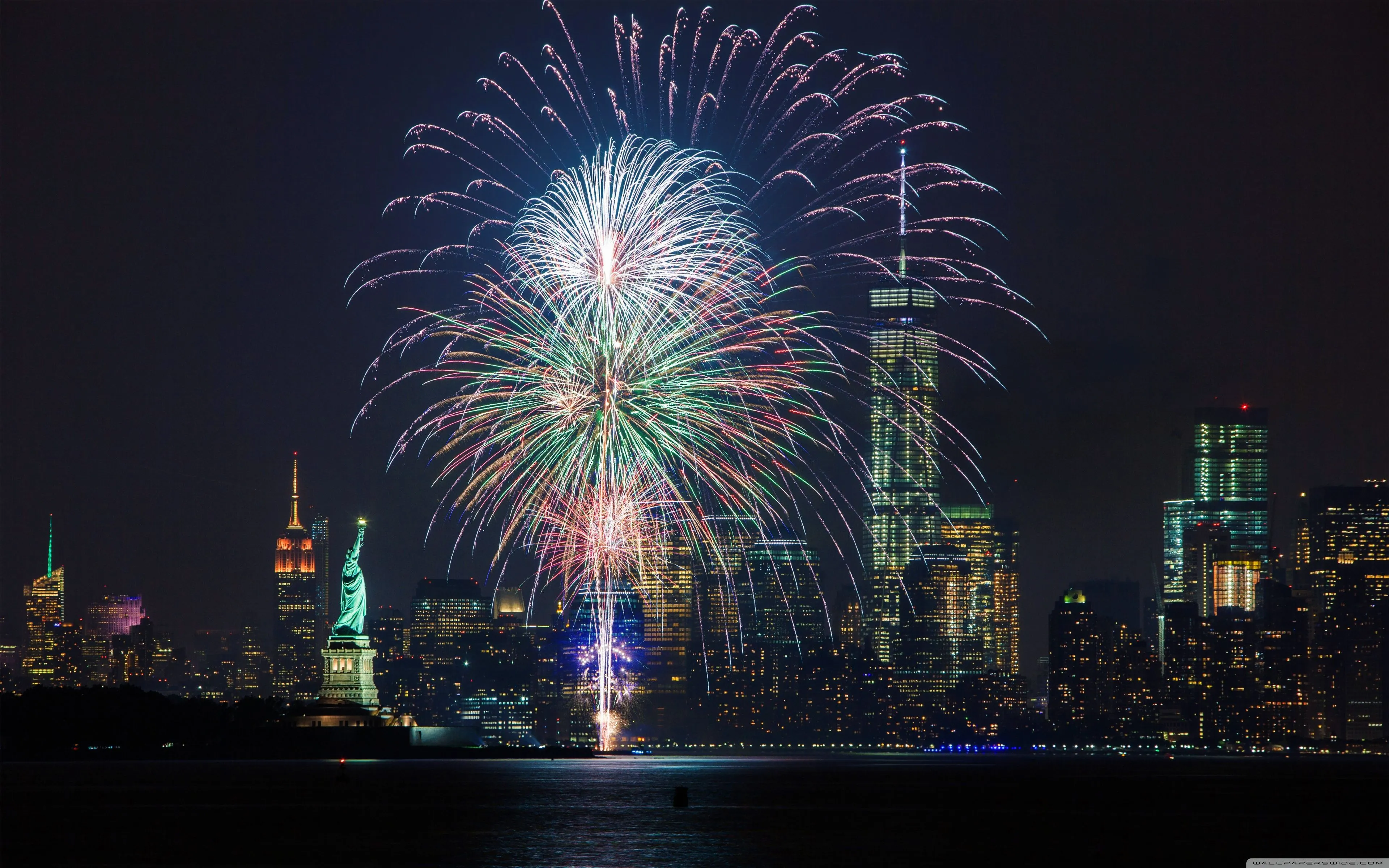 Stunning fireworks display over the city skyline HD image