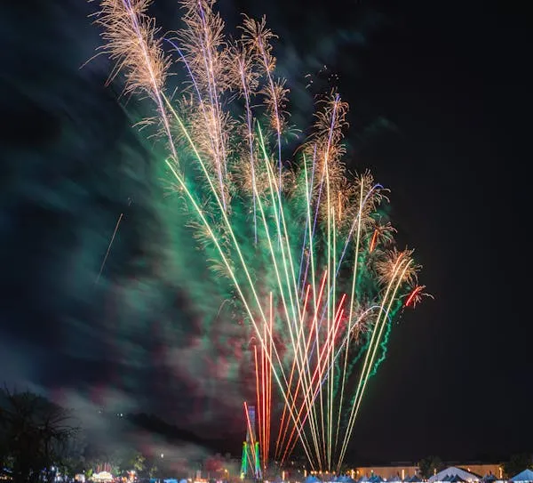 Stunning Fireworks Display with Vibrant Colors in the Sky