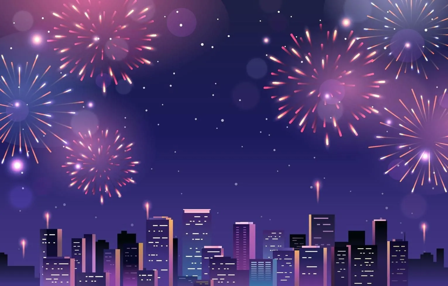 Stunning Fireworks over a City Skyline at Night HD