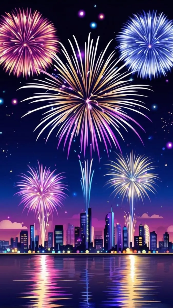 Stunning Fireworks over the City with Bright Colors