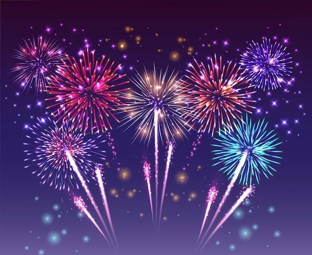 Stunning fireworks show illuminating the dark night sky 4K