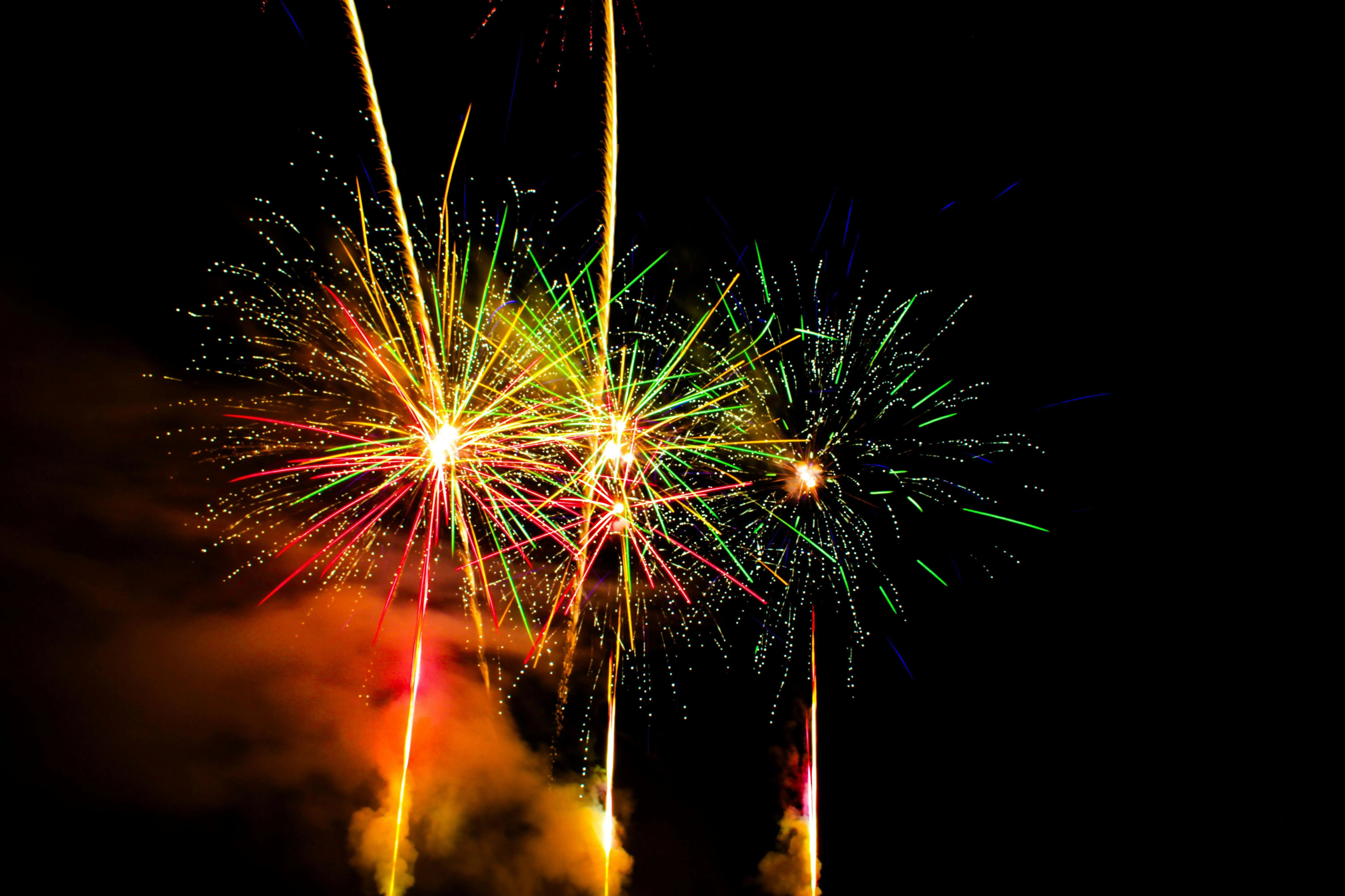 Stunning fireworks with bright lights over cityscape image