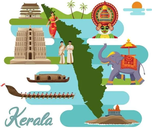 Text with kerala with map design in Onam special images