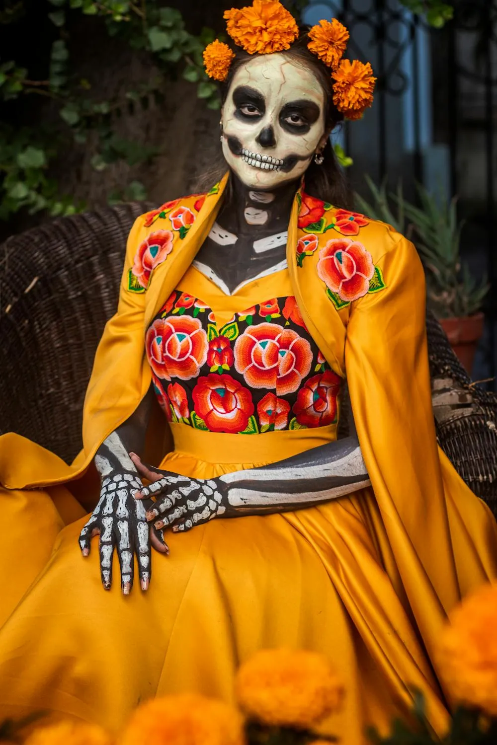 Traditional Day of Death Dress and Skull Makeup image
