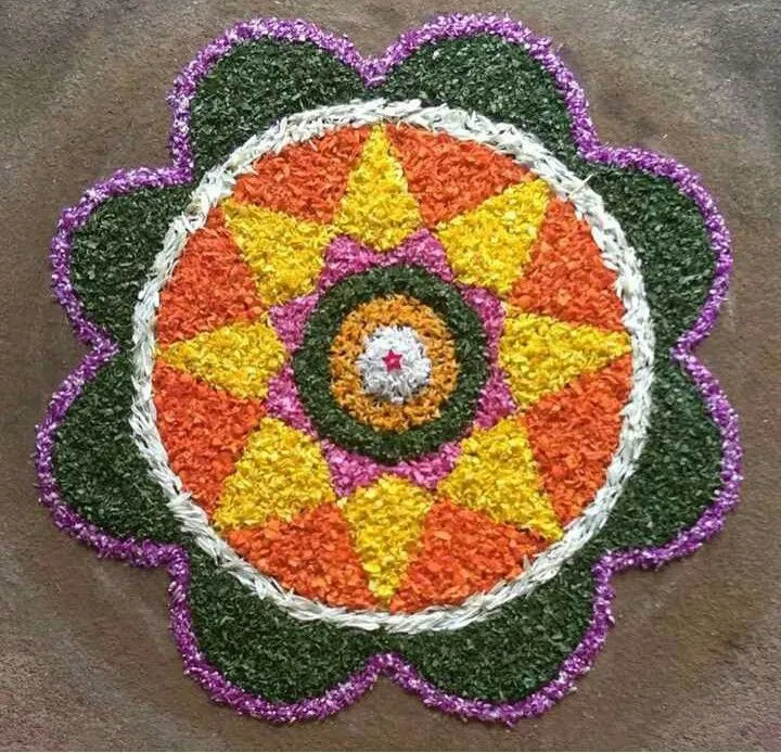Traditional festival Decoration kolam in bright Colours