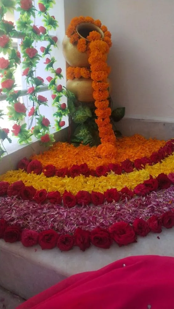 Traditional Pot flower Decoration for Onam festival image