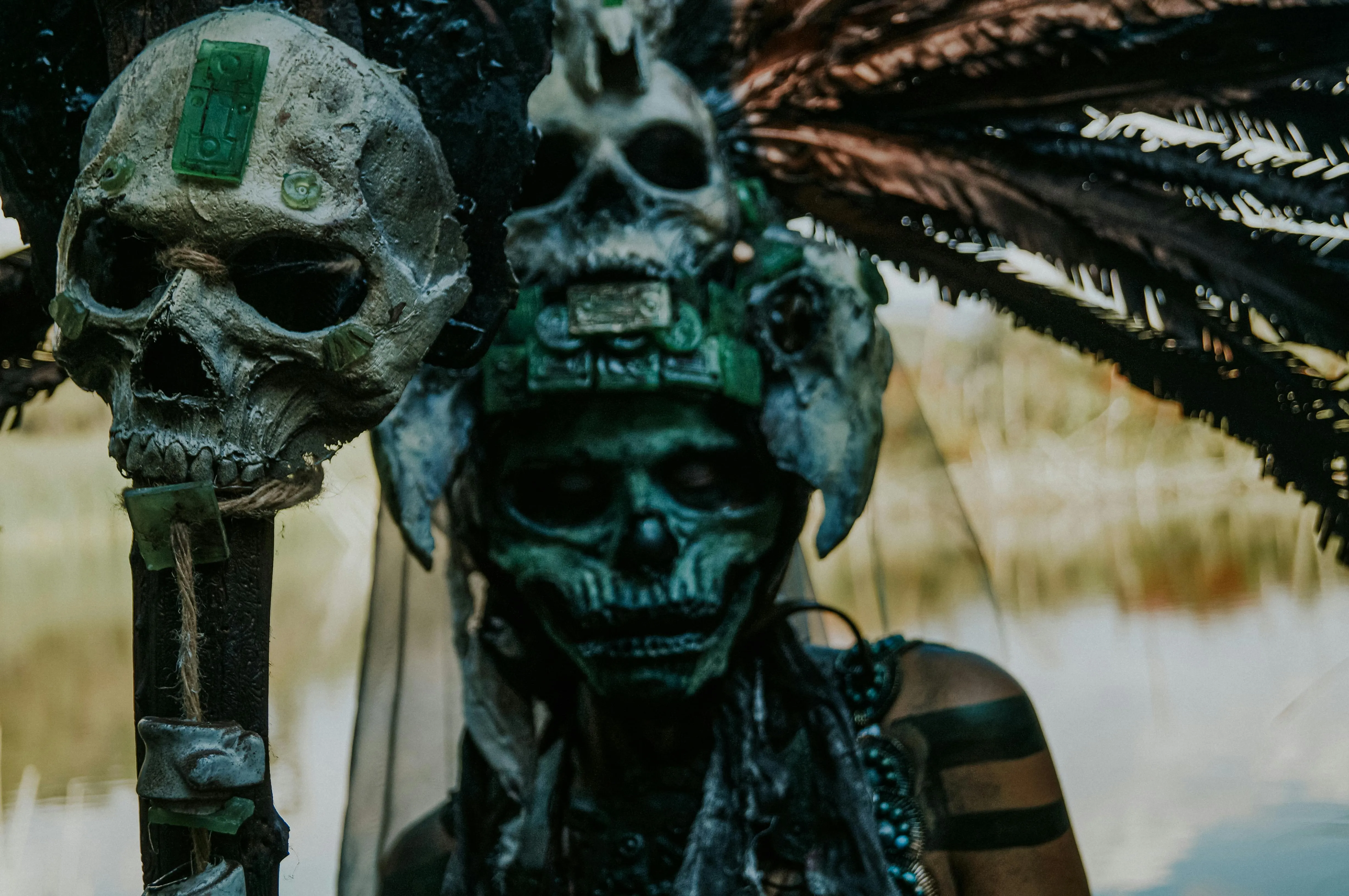 Tribal Skull Makeup for Halloween Festival Event Wallpaper