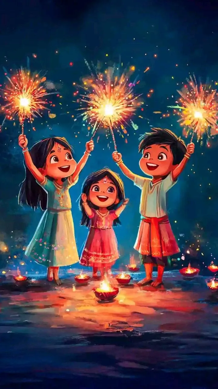 Two kids holding sparklers celebrating a joyful moment