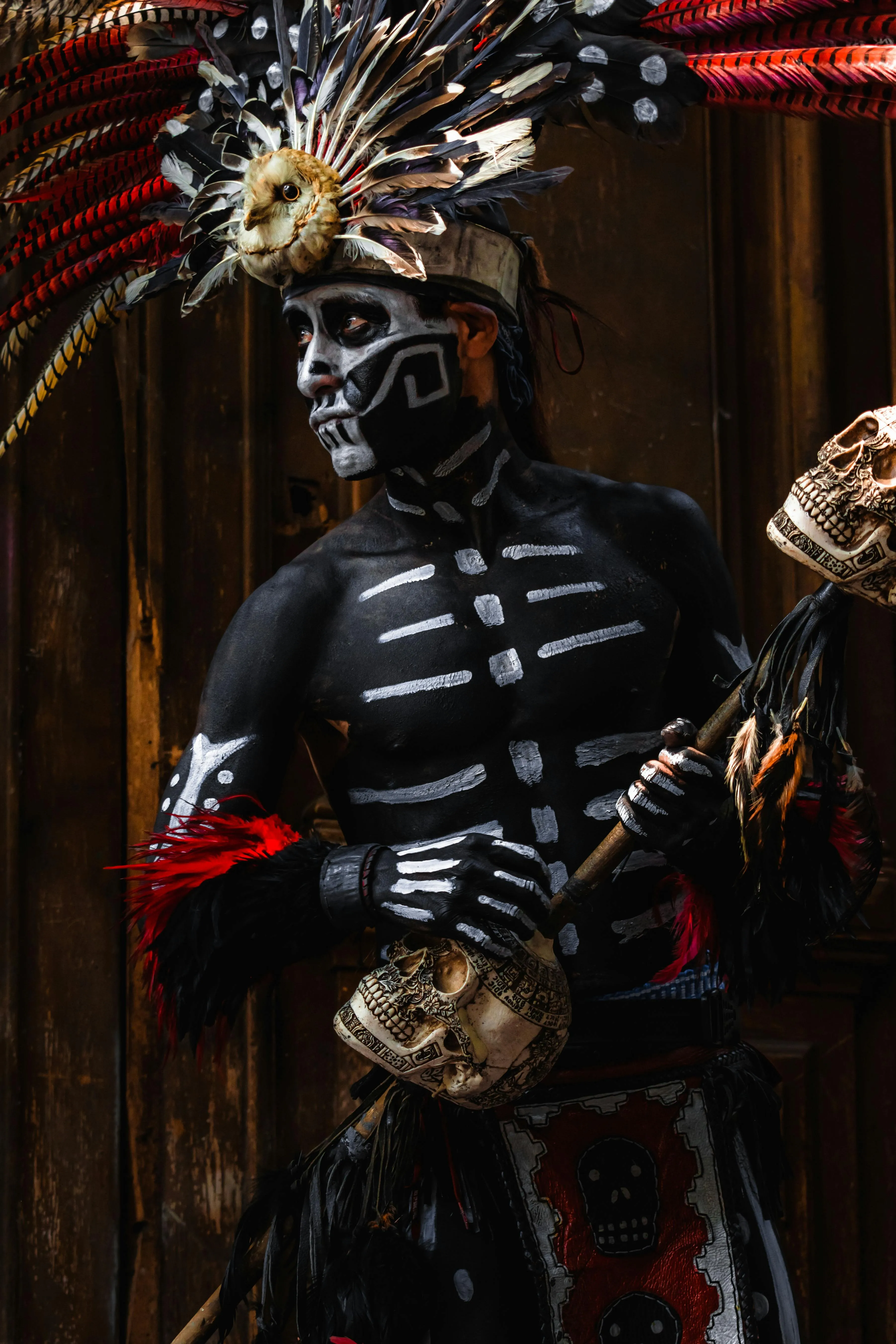 Unique Skeleton Costume with Floral Crown in Festival