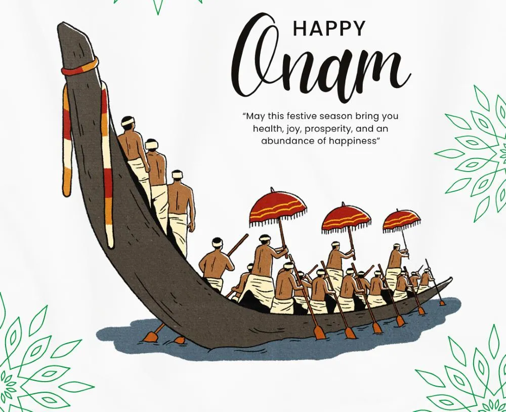 Vallam Kali image the wooden umbrella and the happy Onam