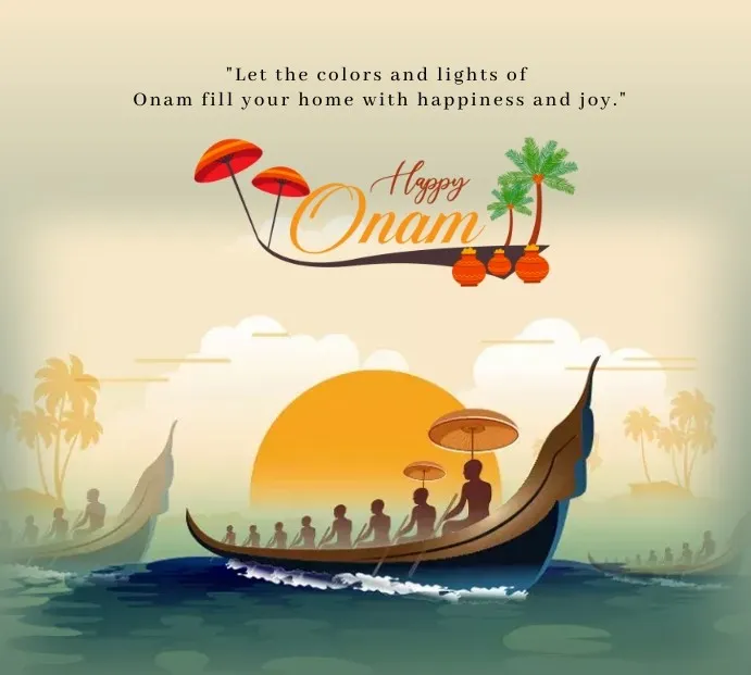 Vallam kali image with the happy Onam poster image