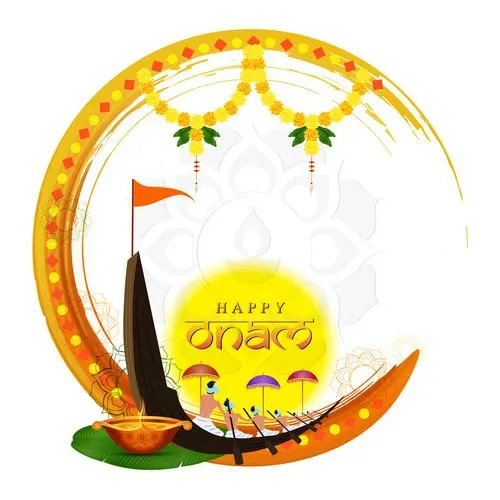 Vallam kali picture and flying orang flag with flower design