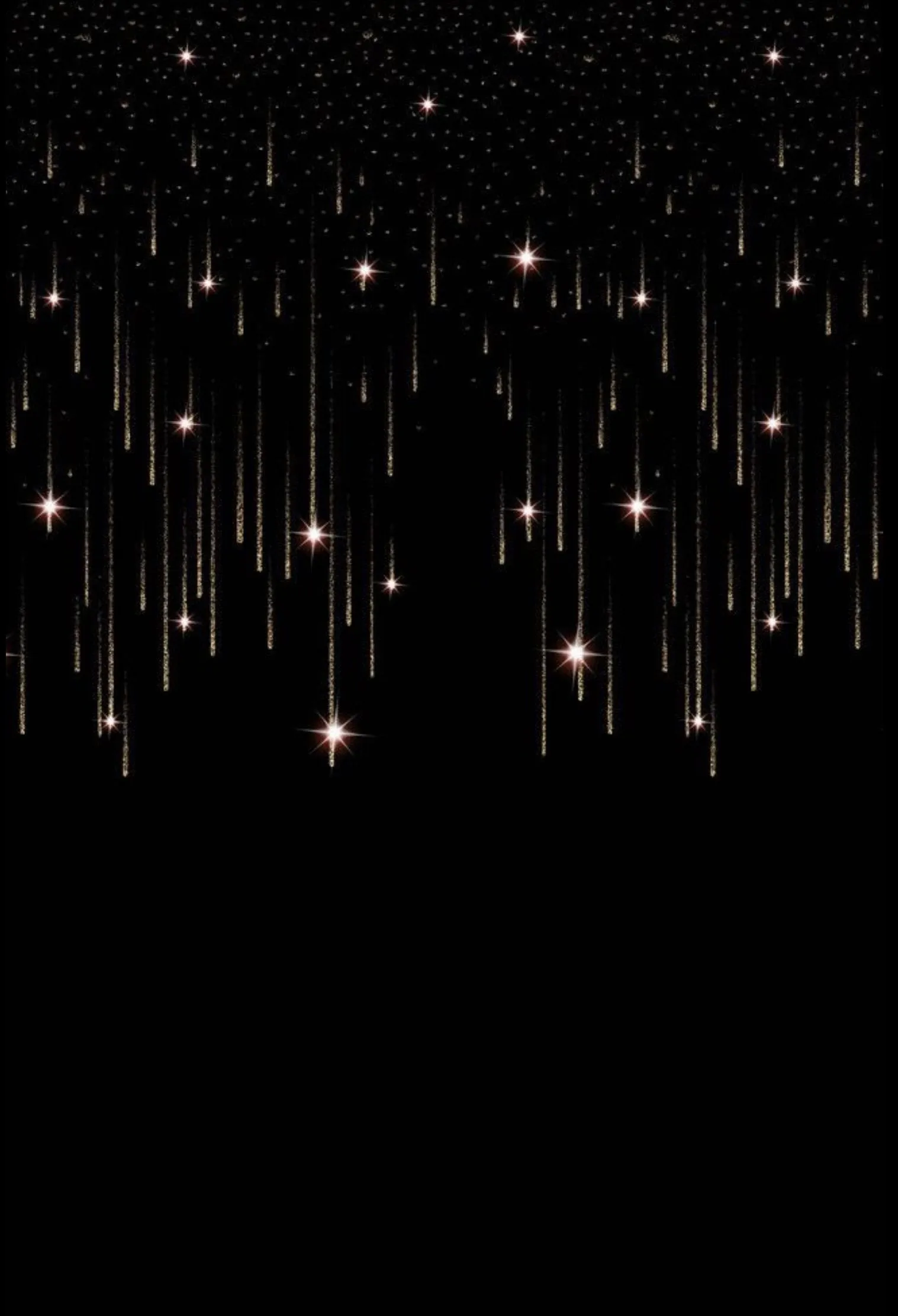 Vertical lines of sparkling lights filling the dark sky