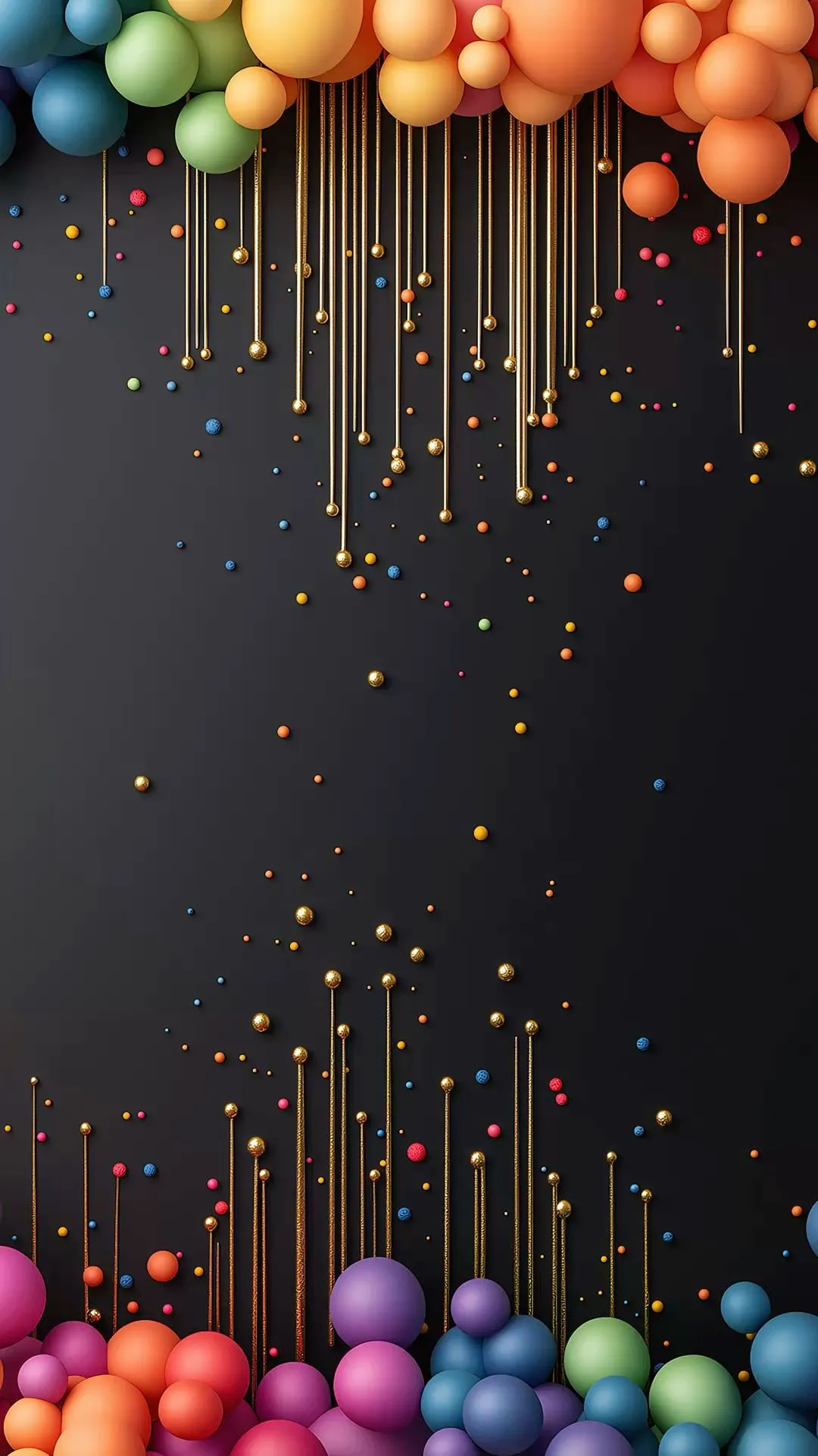 Vibrant colored balls and sparks with dark background