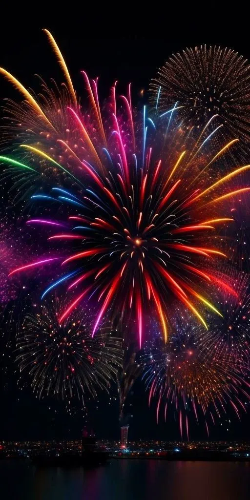 Vibrant display of fireworks lighting up the sky Wallpaper