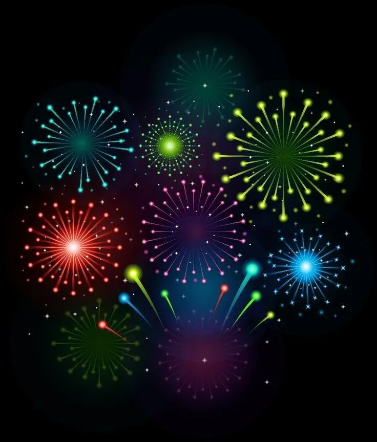 Vibrant Fireworks Display with Bright Lights in Night Sky
