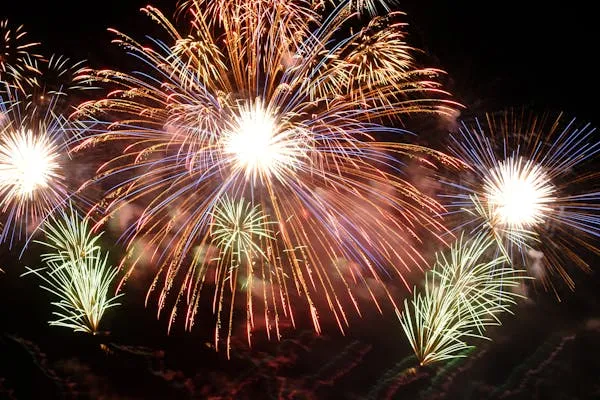 Vibrant Fireworks Display with Brilliant Colors in Sky