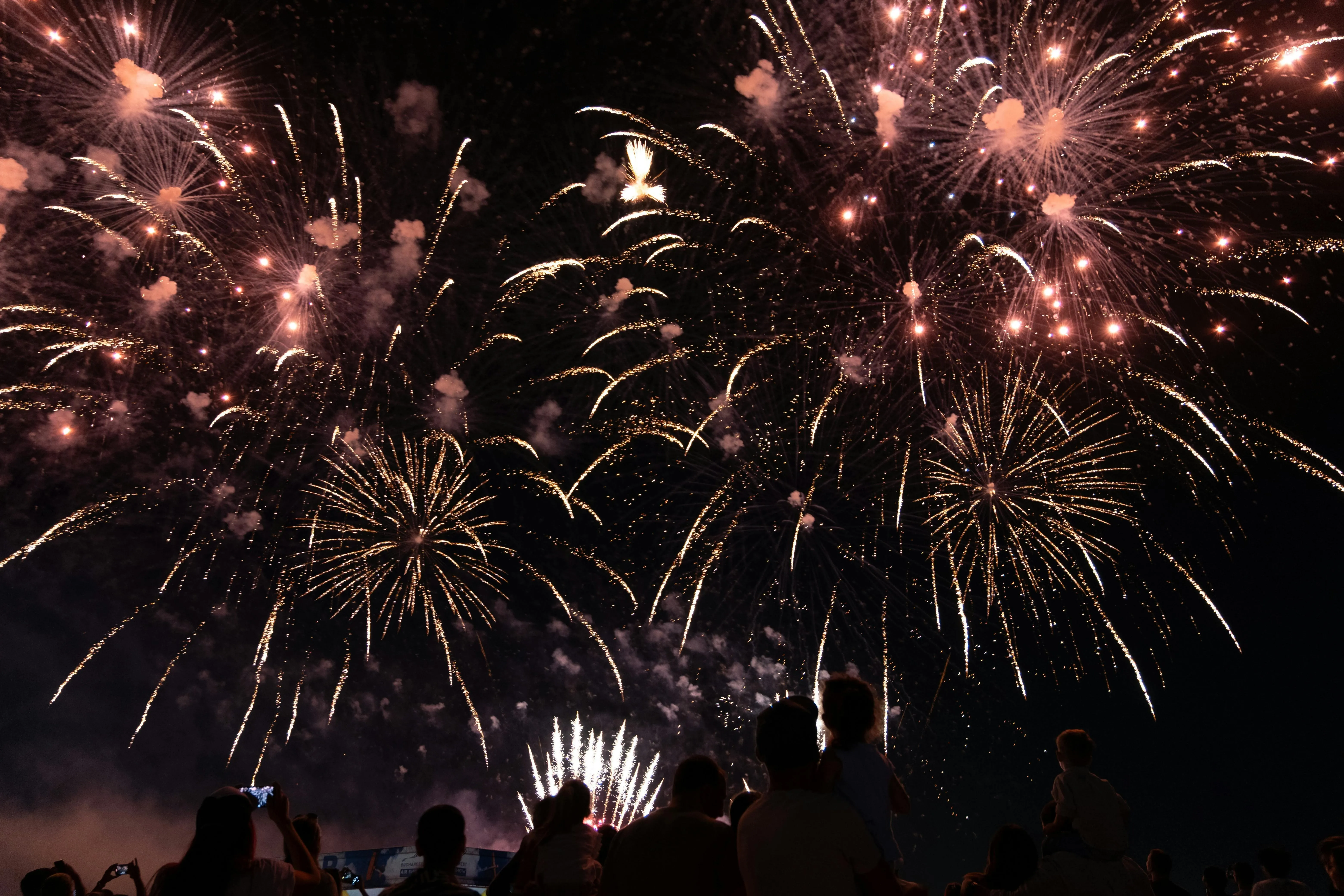 Vibrant fireworks lighting up the night with colorful bursts