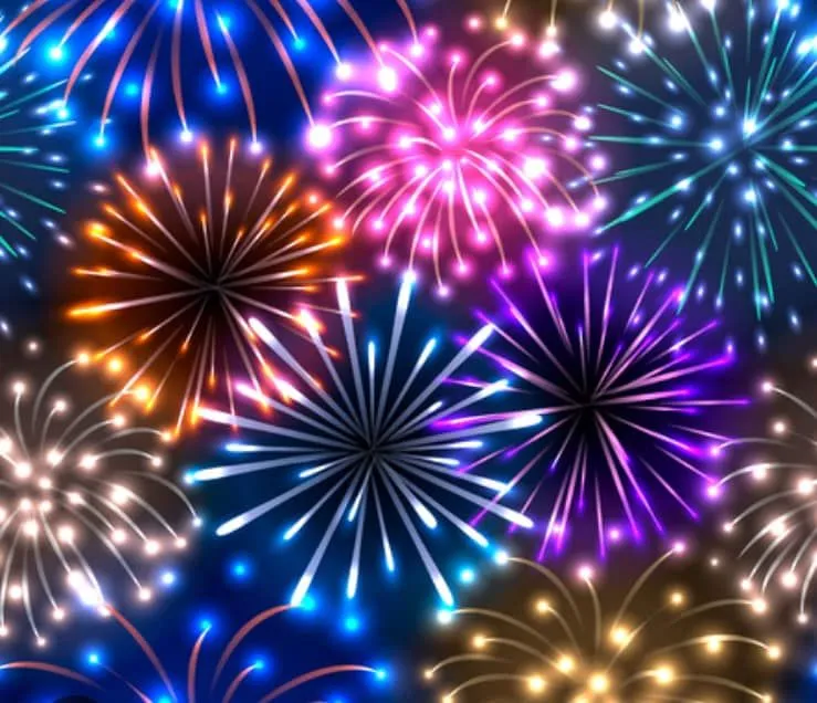 Vibrant Multi-Color Fireworks Exploding Across the Night Sky