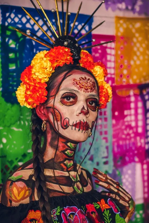 Vibrant Sugar Skull Makeup for a Festive Halloween