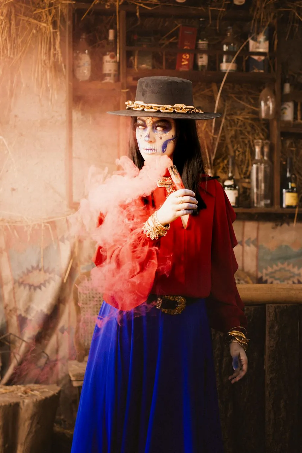 Vintage Inspired Costume and Smoke Effect at Halloween