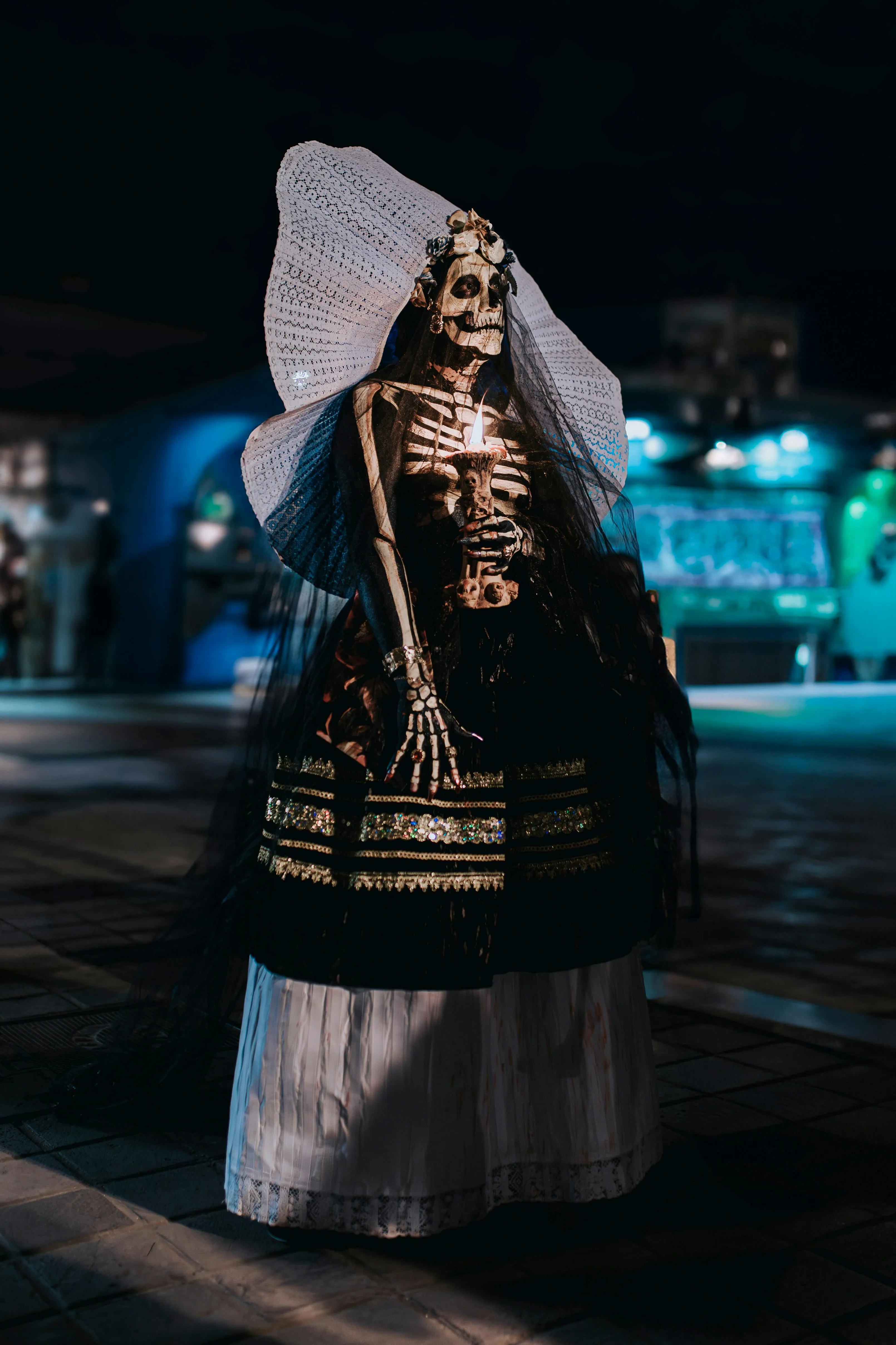 Woman in Dark Traditional Costume for Halloween image