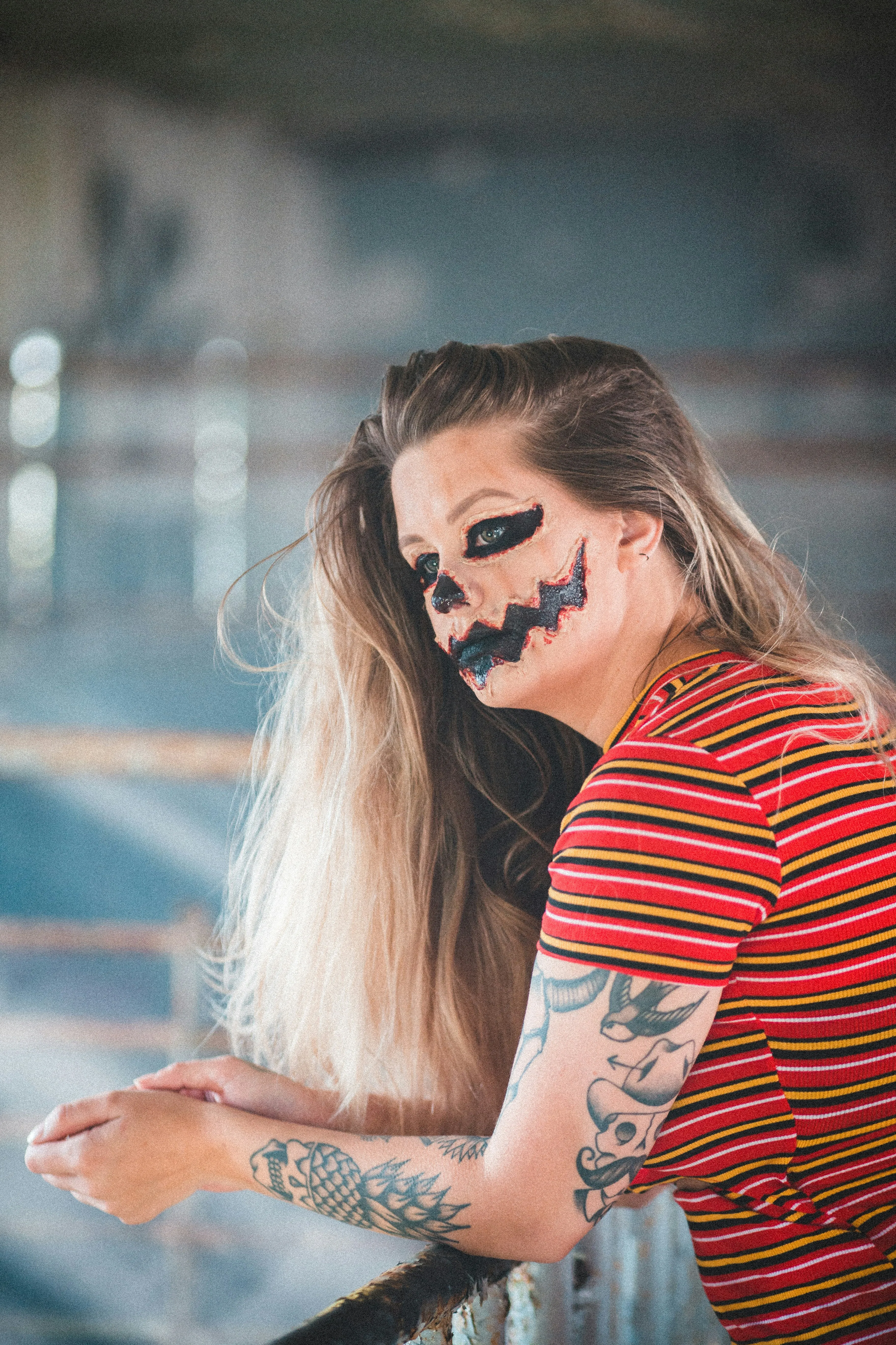 Women with spooky Face Paint at Halloween Festival image