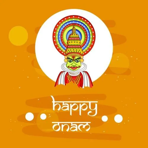 Yellow colour invitation and Whit text with Happy Onam