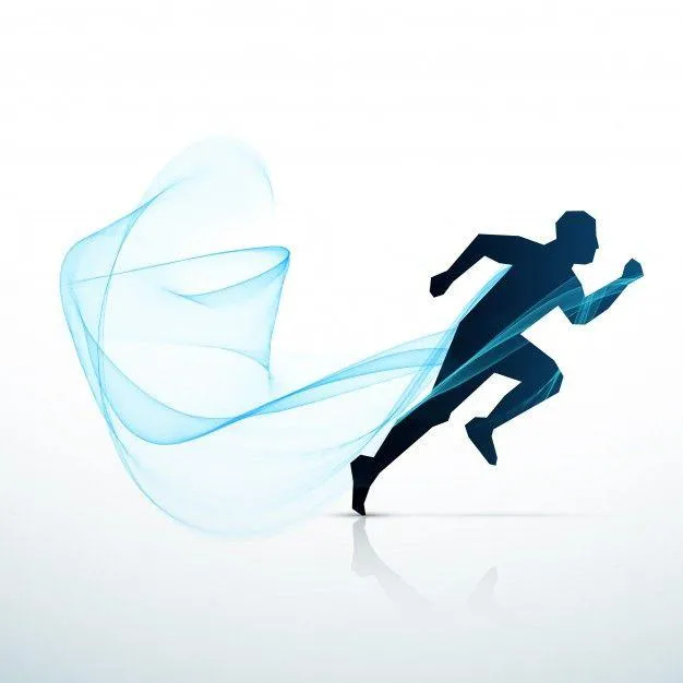 Abstract Runner Art With Flowing Blue Speed Trails Design