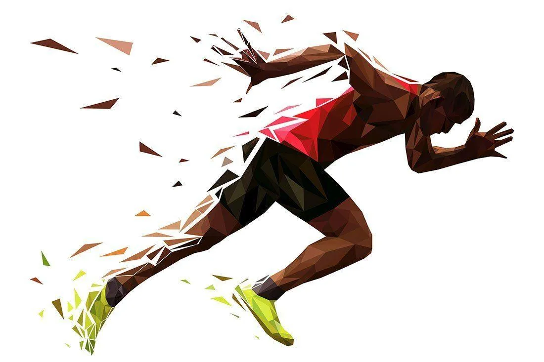 Athletic Sprinter Launching Forward With Full Intensity