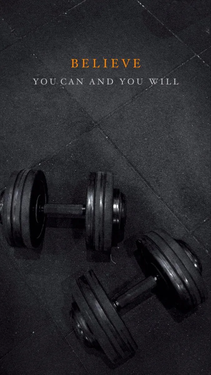 Believe You Can and You Will Quote With Black Dumbbells