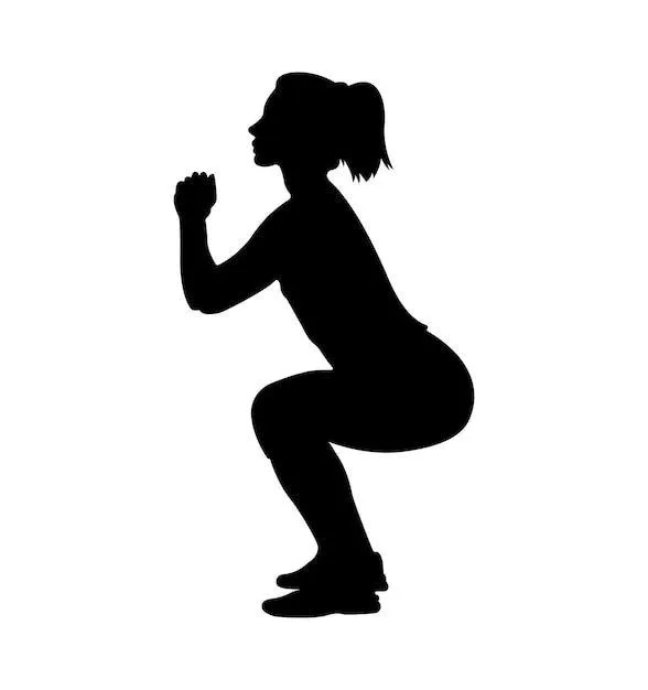 Black Silhouette of a Woman Doing a Squat Exercise Pose