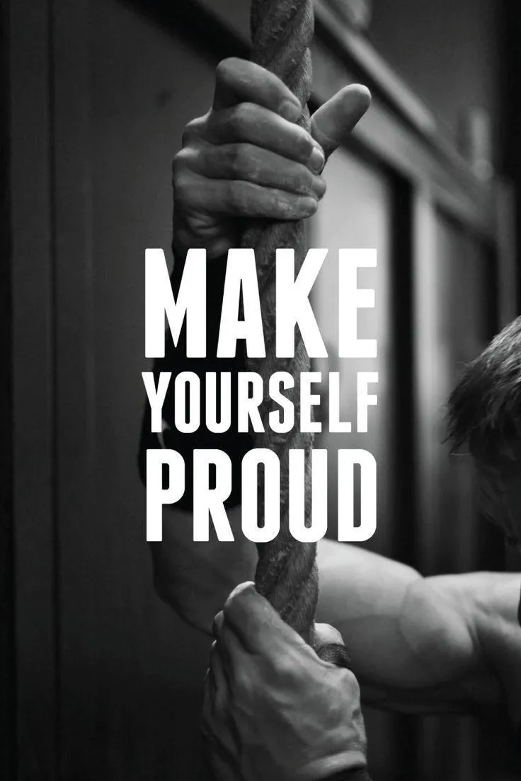 Black and White Photo of Make Yourself Proud Fitness Quote