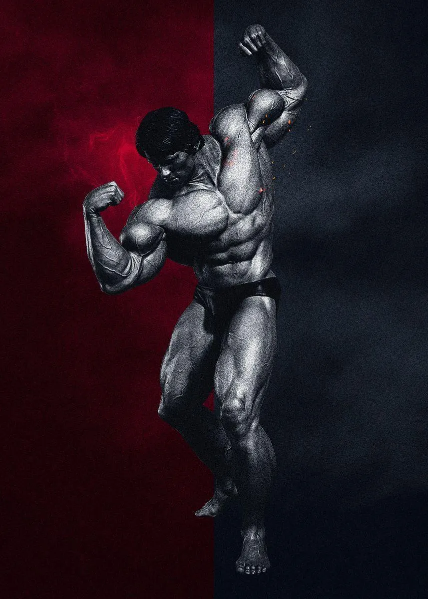 Bodybuilder in Dramatic Lighting Showing Muscles Wallpaper