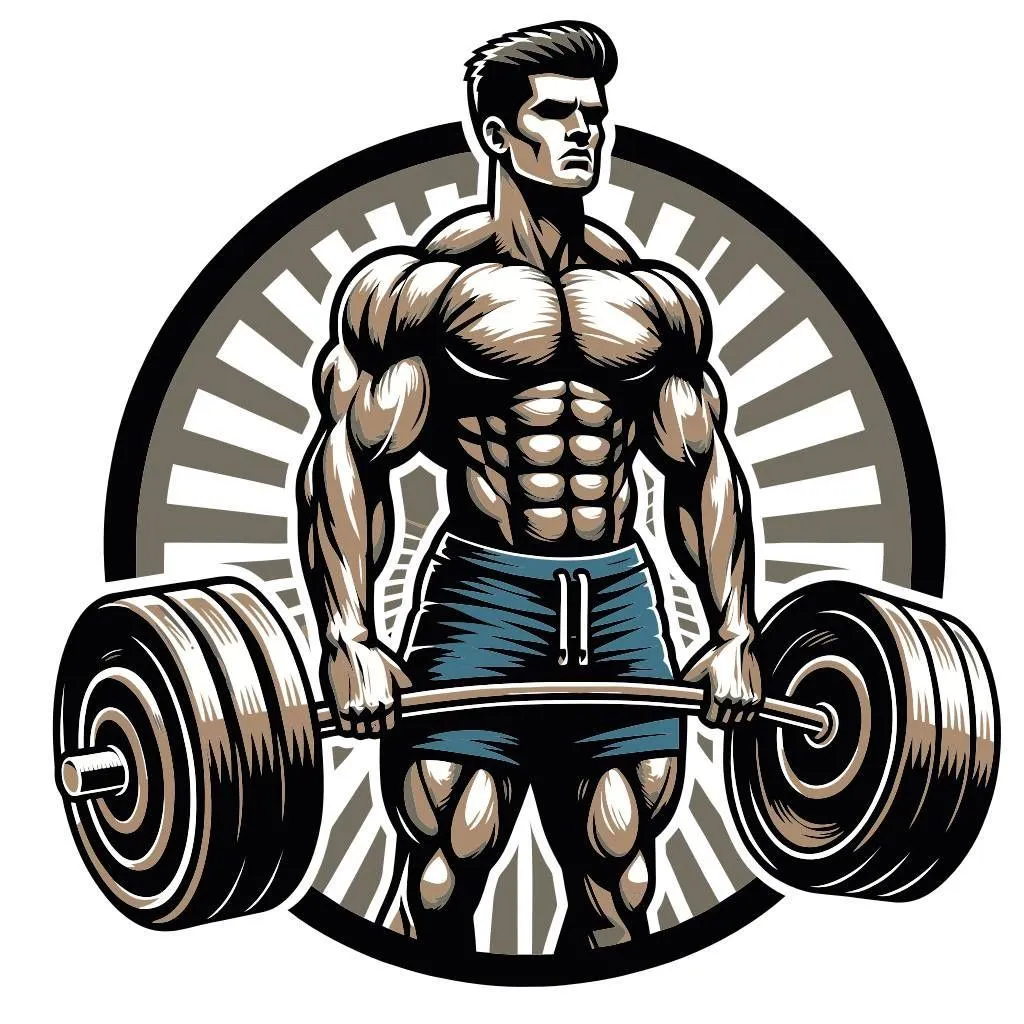 Cartoon Man Lifting a Heavy Barbell With a Determined Look