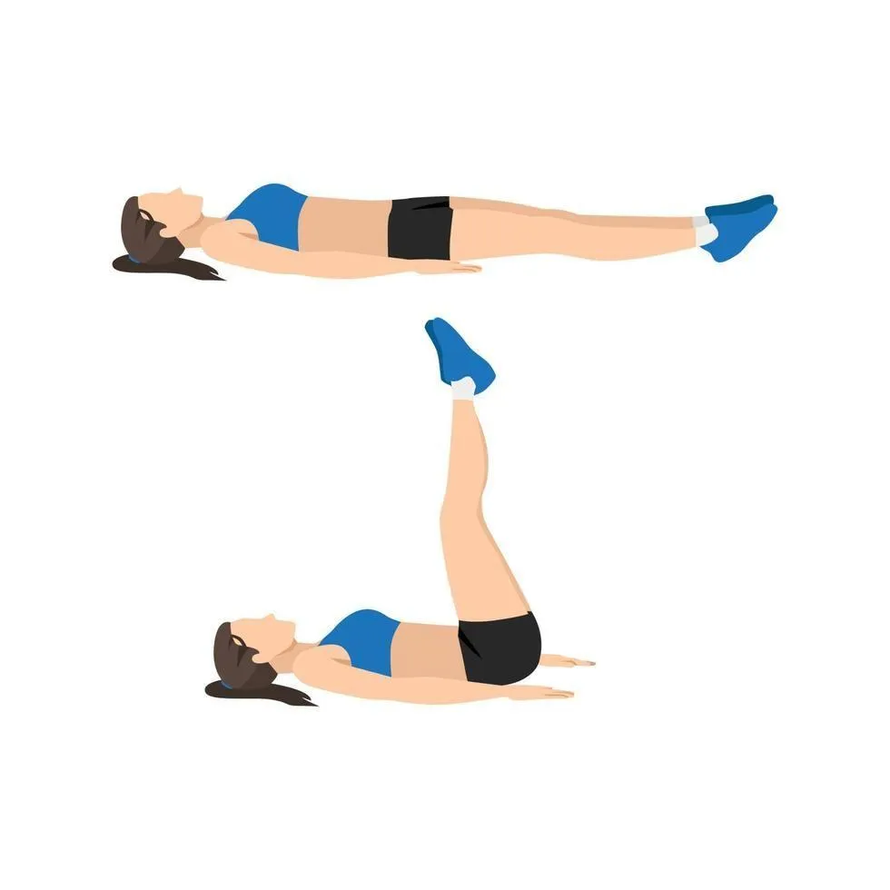 Cartoon Woman Doing Leg Raise Exercise For Core and Abs