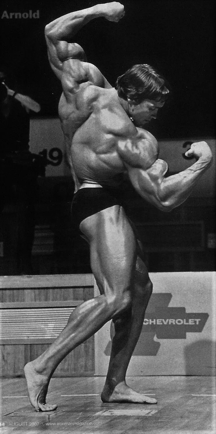 Classic Arnold Schwarzenegger Pose in Black and White