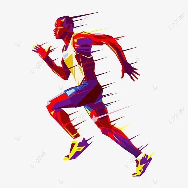 Colorful Abstract Illustration of Runner in Motion Sprinting