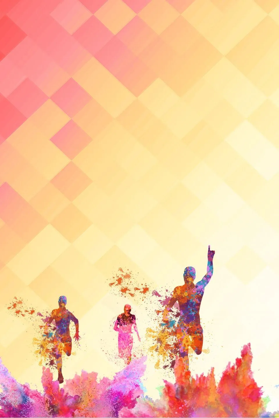 Colorful Abstract Runners Fitness Marathon Free Wallpaper