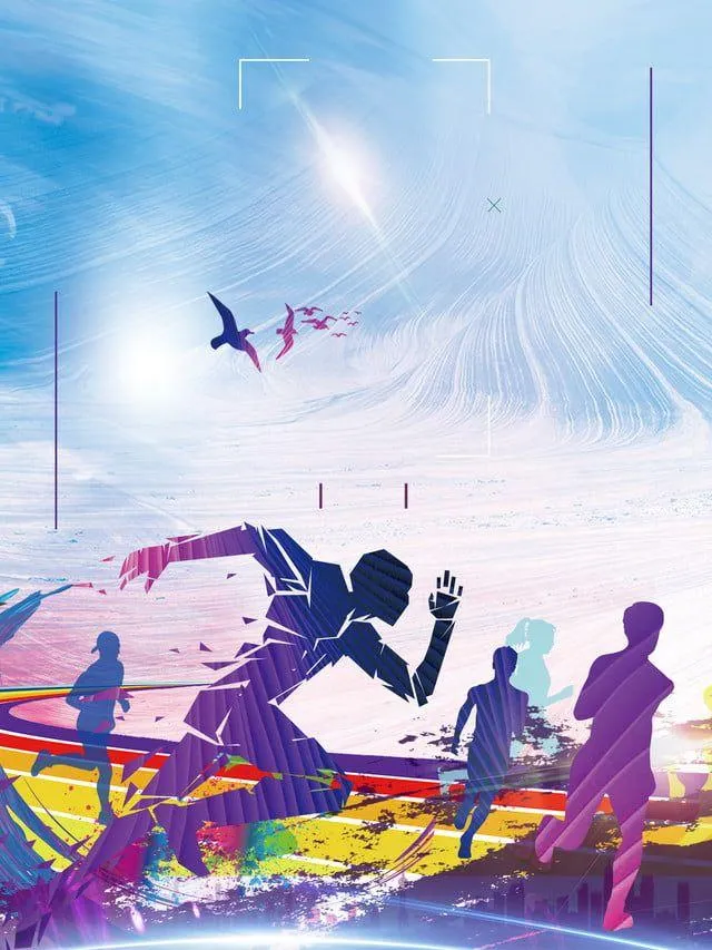 Colorful Artistic Representation of People Running Wallpaper