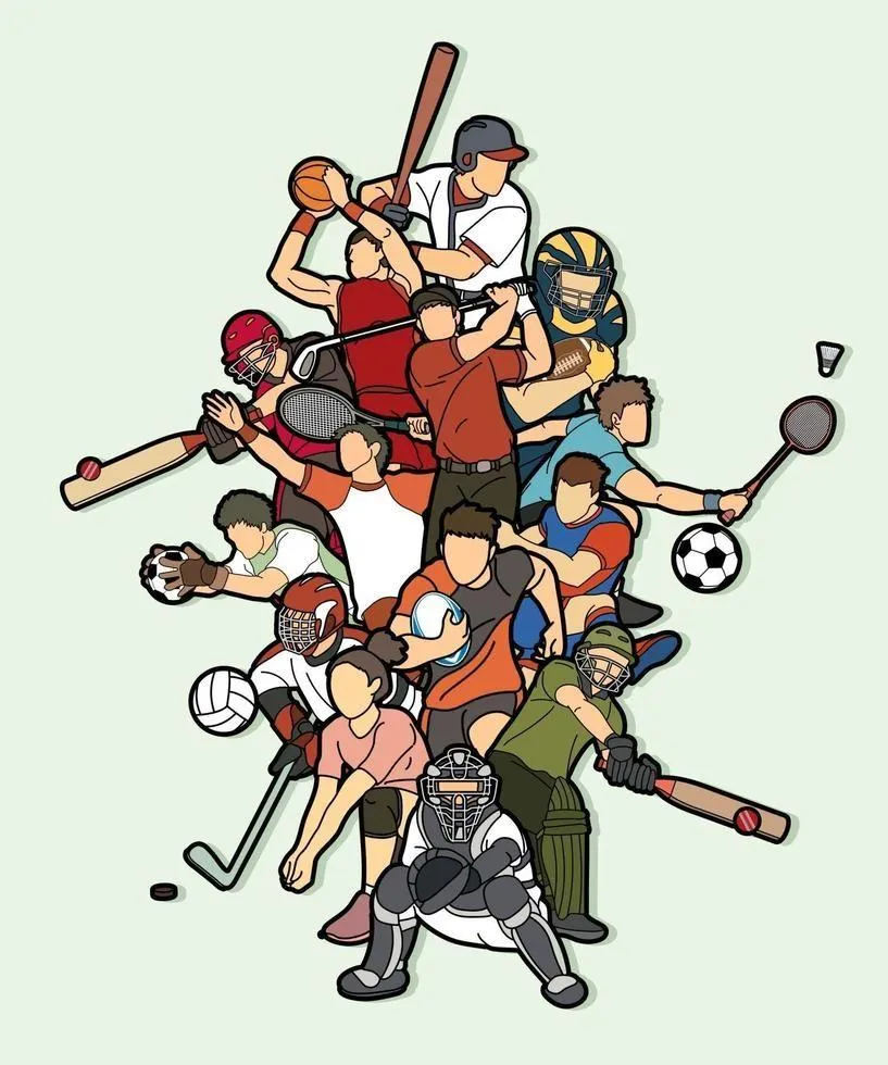 Colorful Cartoon Illustration of Various Athletes Wallpaper