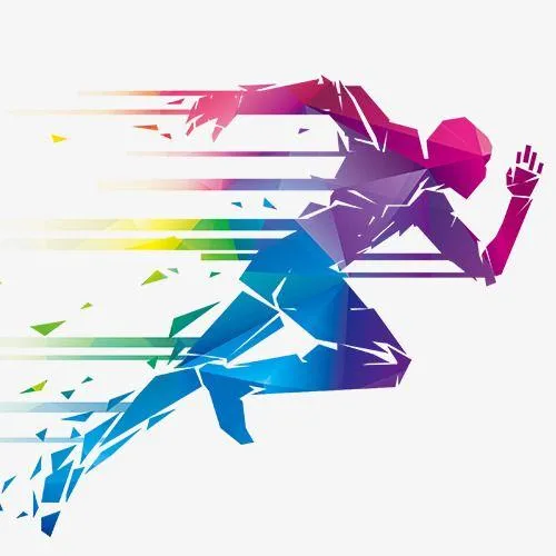 Colorful Graphic Art of a Woman Sprinting At Full Speed