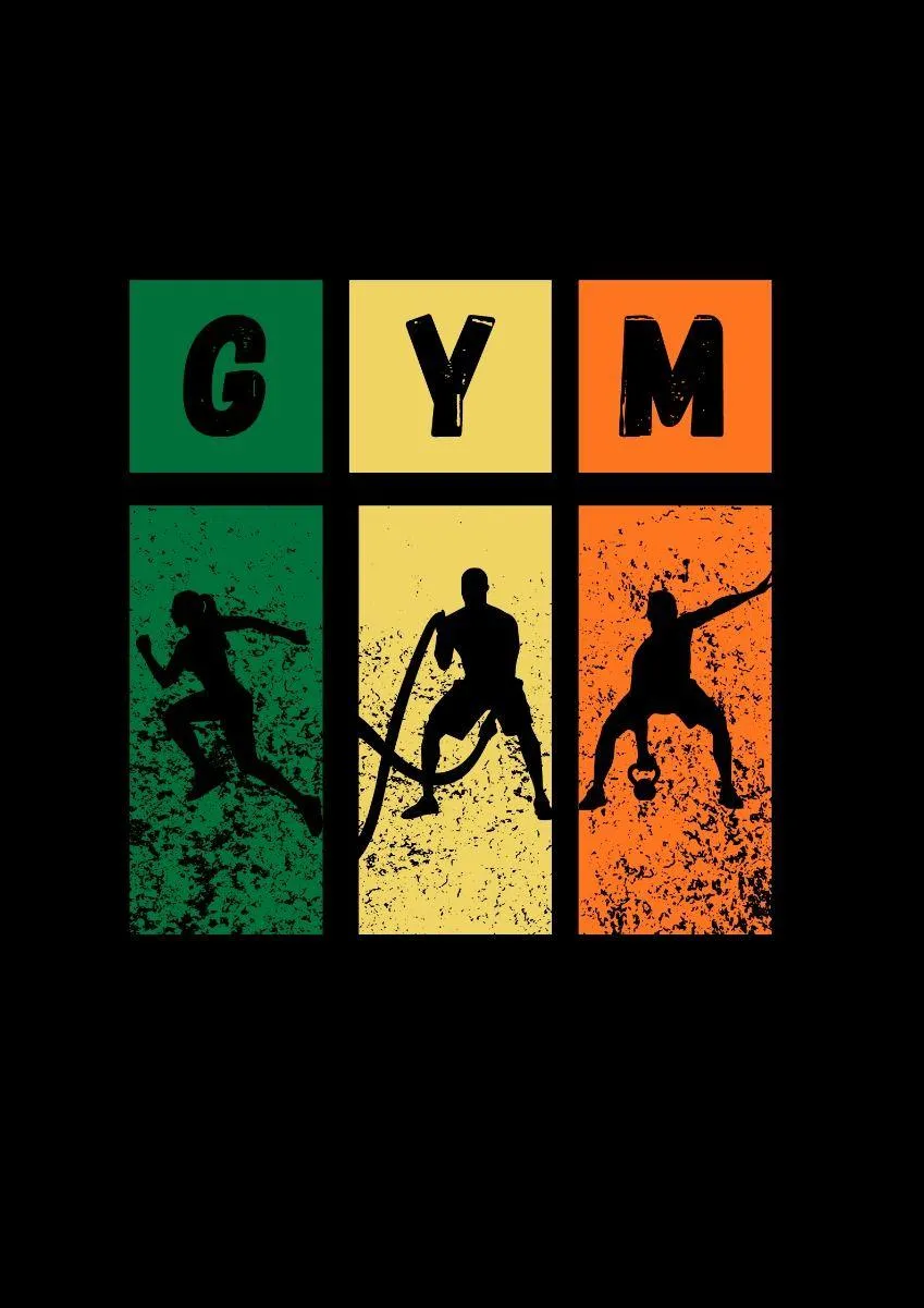 Colorful Gym Poster Showing Different Workout Action Poses