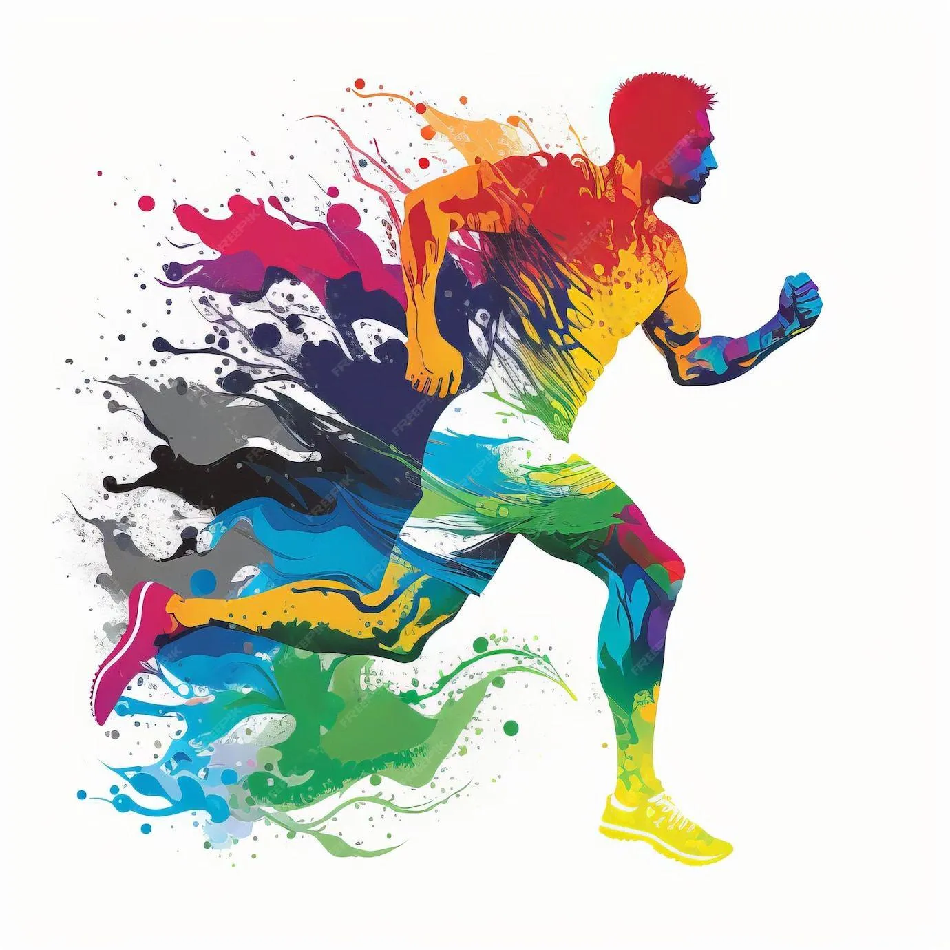 Colorful Silhouette of a Runner in Motion With Paint Effect