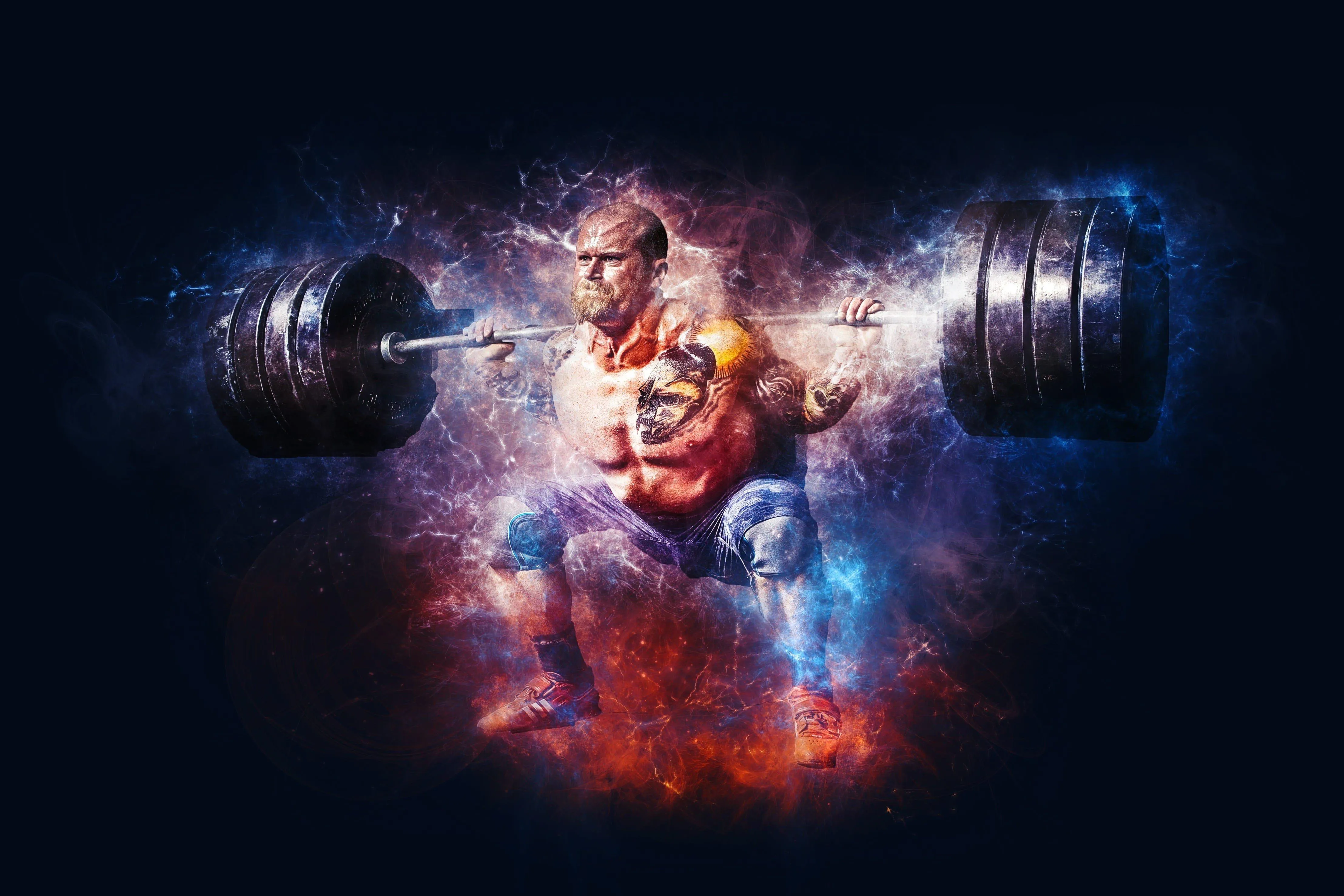 Digital Art of Bodybuilder Lifting Heavy Barbell Wallpaper