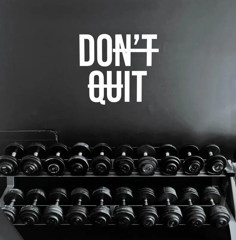 Dumbbell Rack With Motivational Dont Quit Fitness Gym Quote